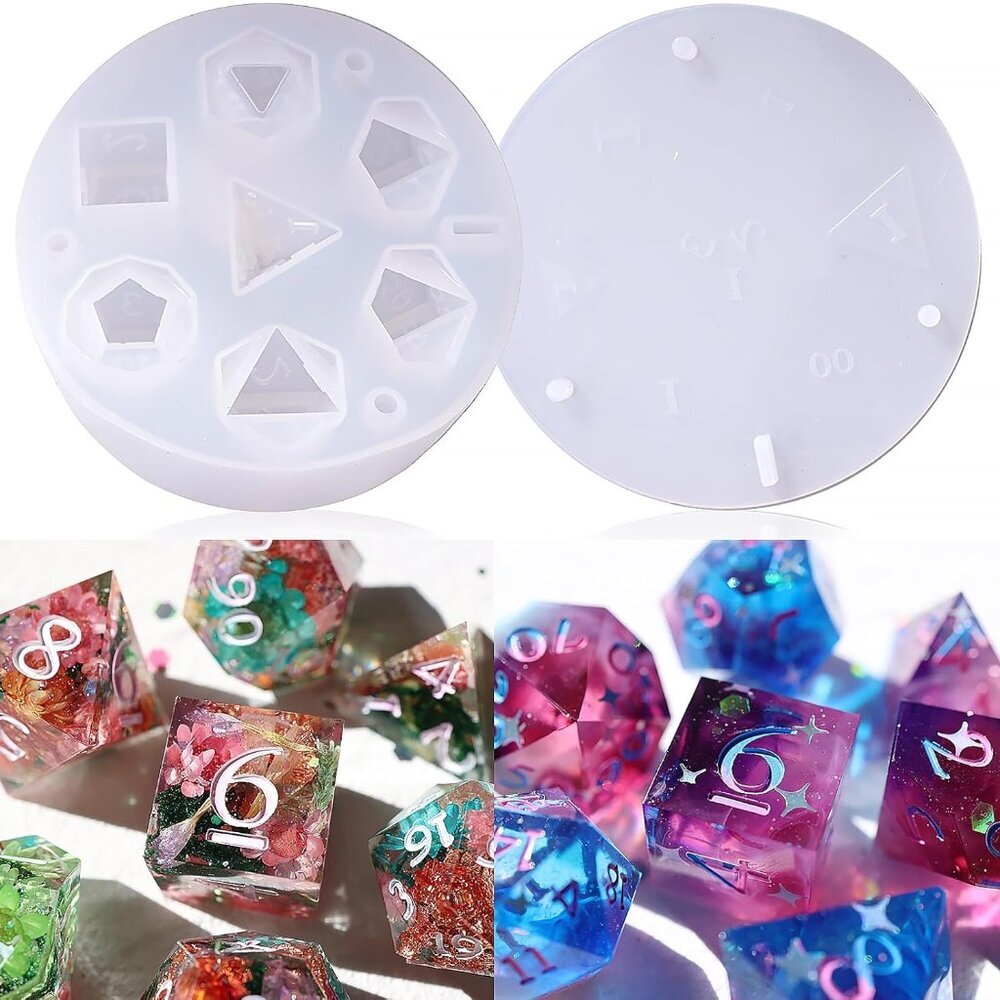 Dice Resin Molds Silicone, DND Dice Epoxy Resin Molds with 7 Standard Polyhedral
